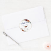 Bourgogne Sinaasappel Bloemen Goud Bruiloft Dank u Ronde Sticker (Envelop)