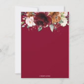 Bourgogne Sinaasappel Blush bloemenrecept voor bru Bedankkaart (Achterkant)