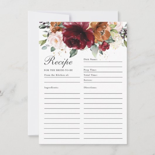 Bourgogne Sinaasappel Blush bloemenrecept voor bru Bedankkaart (Voorkant)