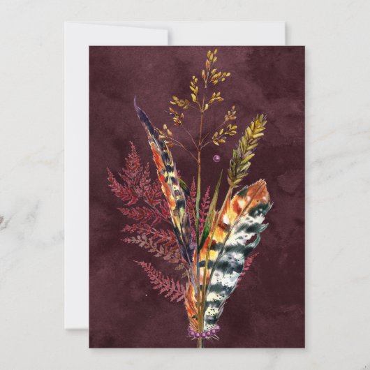 Bourgogne & Sinaasappel Boho Fall Wedding Kaart (Achterkant)