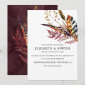 Bourgogne & Sinaasappel Boho Fall Wedding Kaart (Voorkant / Achterkant)