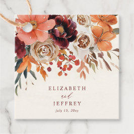 Bourgogne Sinaasappel Floral Fall Wedding Bedankjes Labels