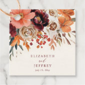 Bourgogne Sinaasappel Floral Fall Wedding Bedankjes Labels (Voorkant)