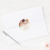 Bourgogne Sinaasappel Floral Fall Wedding Ronde Sticker (Envelop)