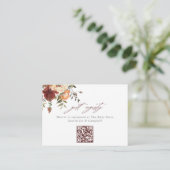 Bourgogne & Sinaasappel Floral QR Code Gift Regist Informatiekaartje (Staand voorkant)