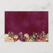 Bourgogne Sinaasappel Floral Wedding Details Recep Informatiekaartje (Achterkant)