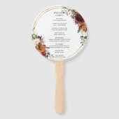 Bourgogne Sinaasappel Ivoor Bloemen Goud Bruiloft Handwaaier (Achterkant)