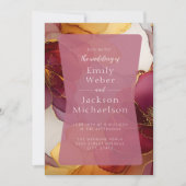 Bourgogne Sinaasappel Jewel Tone Alcohol Ink Weddi Kaart (Voorkant)