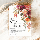 Bourgogne Sinaasappel Roest Bloemen Elegante Fall  Save The Date