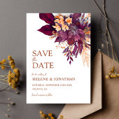 Bourgogne Sinaasappel Terracotta Floral Elegant Hu Save The Date
