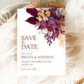 Bourgogne Sinaasappel Terracotta Floral Elegant Hu Save The Date