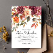 Bourgogne Sinaasappel Waterverf Boho Elegant Huwel Kaart