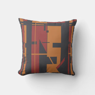 Bourgogne Sinaasappel Zwart Bold Zuidwest Abstract Kussen