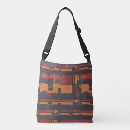 Bourgogne Sinaasappel Zwart Zuidwest Abstract Desi Crossbody Tas (Voorkant)