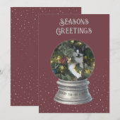 Bourgogne Sneeuw Wereldbol Foto Flat Holiday Kaart (Voorkant / Achterkant)