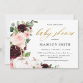 Bourgogne Soft Blush Floral Pumpkins Baby shower Kaart (Voorkant)