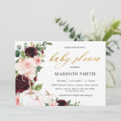 Bourgogne Soft Blush Floral Pumpkins Baby shower Kaart (Staand voorkant)