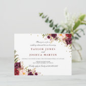 Bourgogne Sparkle Floral repetitie diner Kaart (Staand voorkant)