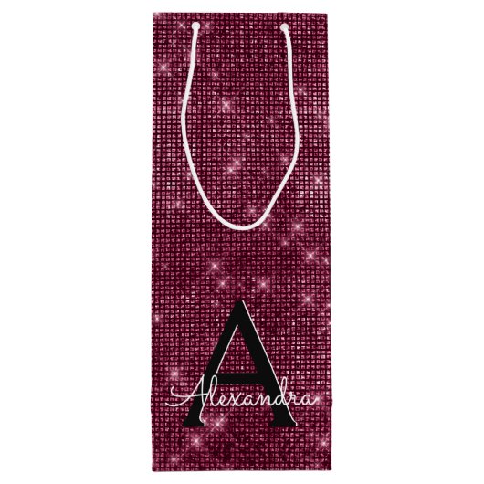 Bourgogne Sparkle Monogram - Jouw naam toevoegen Wijn Cadeautas (Achterkant)
