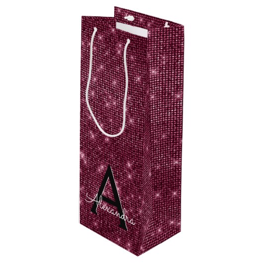 Bourgogne Sparkle Monogram - Jouw naam toevoegen Wijn Cadeautas (Voorkant Gekanteld)