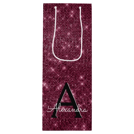 Bourgogne Sparkle Monogram - Jouw naam toevoegen Wijn Cadeautas (Voorkant)