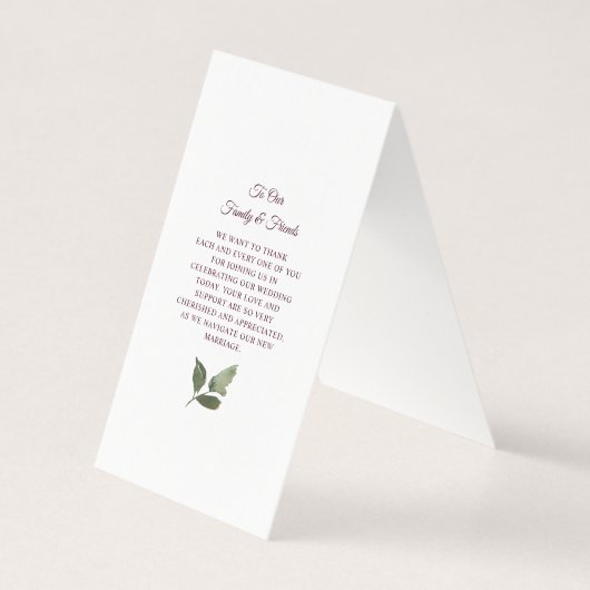 Bourgogne Splendor Bloemen Trouwprogramma Kaart (Achterkant)