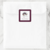 Bourgogne Splendor Boho Floral Wedding Bedankt Vierkante Sticker (Tas)
