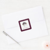 Bourgogne Splendor Boho Floral Wedding Bedankt Vierkante Sticker (Envelop)