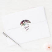 Bourgogne Splendor Floral Wedding Bedankt Ronde Sticker (Envelop)