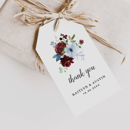 Bourgogne Stoffig Blauw Bloemen Bruiloft Cadeau la Cadeaulabel