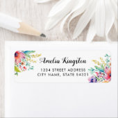 Bourgogne Stoffig Roze Bloemen Boeket Script Naam Etiket (Insitu)