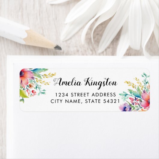 Bourgogne Stoffig Roze Bloemen Boeket Script Naam Etiket (Insitu)