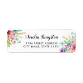 Bourgogne Stoffig Roze Bloemen Boeket Script Naam Etiket (Voorkant)