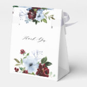 Bourgogne & stoffige blauwe bloemenbruiloft gunst  bedankdoosjes (Achterkant)