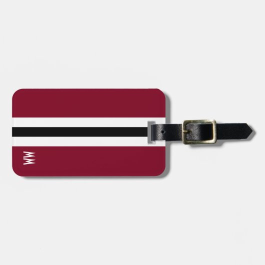 Bourgogne Streep Monogram Bagagelabel voor Mannen (Voorkant horizontaal)