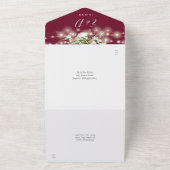 Bourgogne String Lichten Groen Monogram Huwelijk All In One Uitnodiging (Buitenkant)