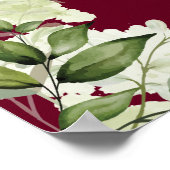 Bourgogne String Lights Bloemen Huwelijk Welkom Poster (Hoek)