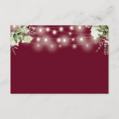 Bourgogne String Lights Floral bruiloft receptie Informatiekaartje (Achterkant)