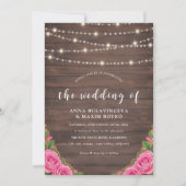 Bourgogne String Lights Floral Lights Wedding Kaart (Voorkant)