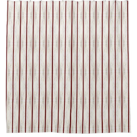 Bourgogne Stripes met beige achtergrond Douchegordijn (Voorkant)