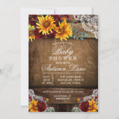 Bourgogne Sunflower Lace Baby shower Uitnodiging (Voorkant)