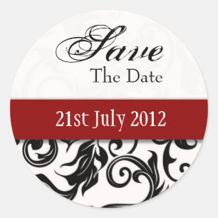 Bourgogne Swirl Save the Date Sticker