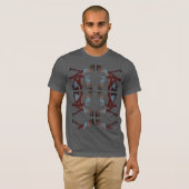 Bourgogne Tan Blauw Abstract Mediterraan Zuidwest T-shirt (Voorkant volledig)