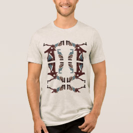 Bourgogne Tan Blauw Abstract Mediterraan Zuidwest Tri-Blend Shirt