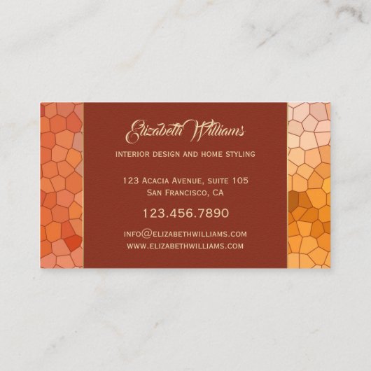 Bourgogne Terra Cotta Goud Interieurontwerp Visitekaartje (Achterkant)