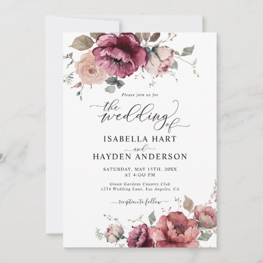 Bourgogne Terracotta Herfst Alles In 1 QR Code Bru Kaart (Voorkant)