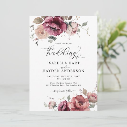 Bourgogne Terracotta Herfst Alles In 1 QR Code Bru Kaart (Staand voorkant)