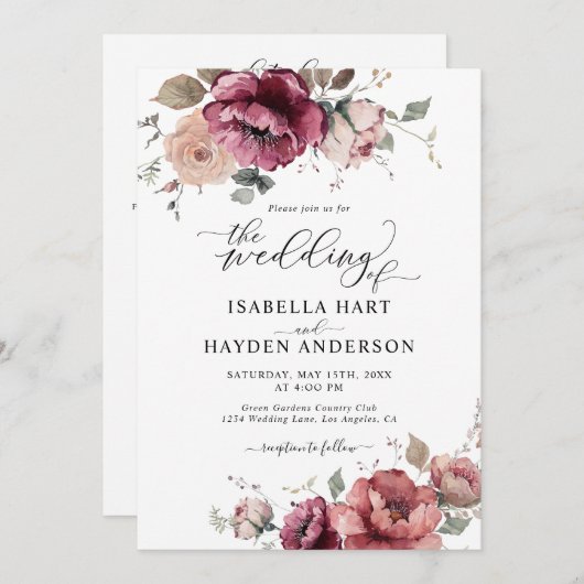 Bourgogne Terracotta Herfst Alles In 1 QR Code Bru Kaart (Voorkant / Achterkant)