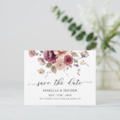 Bourgogne Terracotta Herfst Floral Save The Date Aankondigingskaart (Staand voorkant)