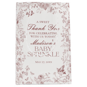 Bourgogne Toile  Bloemen Baby Sprinkle Favoriet Medium Cadeauzakje